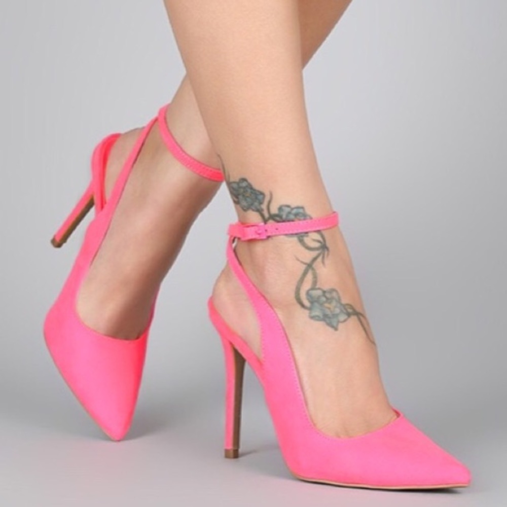 3 for $24: NWOT Qupid bright pink ankle wrap heels